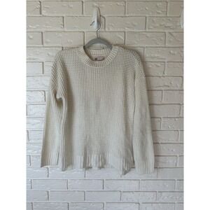 SO White Waffle-Knit Chunky Sweater Size M